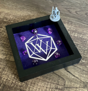 Purple VV Dice Tray with tiny purple dice and mini