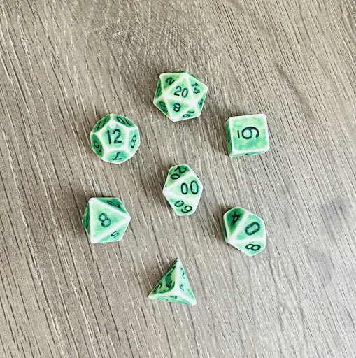 Set of green dice 
