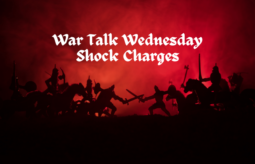 text reads War Tolk Wednesdays Shock Charges