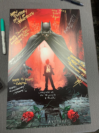 batman print with signatures on it
