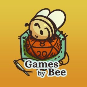 Games by Bee Logo, bumble bee on top of a d20